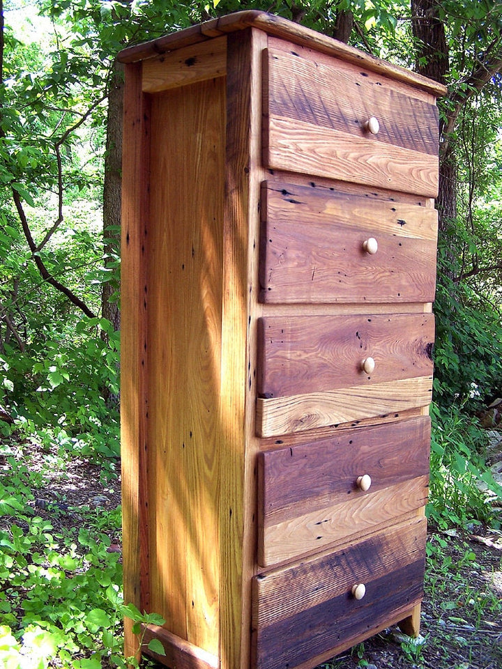 Reclaimed Wormy Chestnut Tallboy Dresser