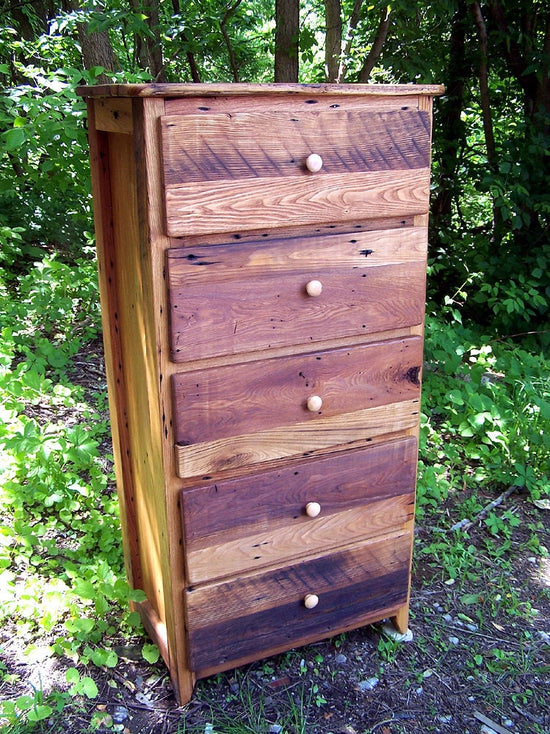 Reclaimed Wormy Chestnut Tallboy Dresser