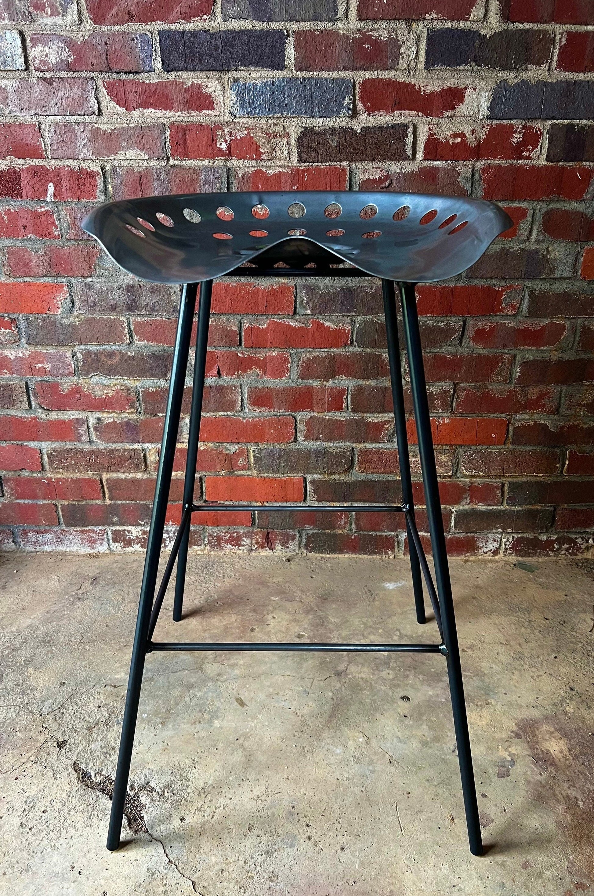 Metal Tactor Seat Stool, Black