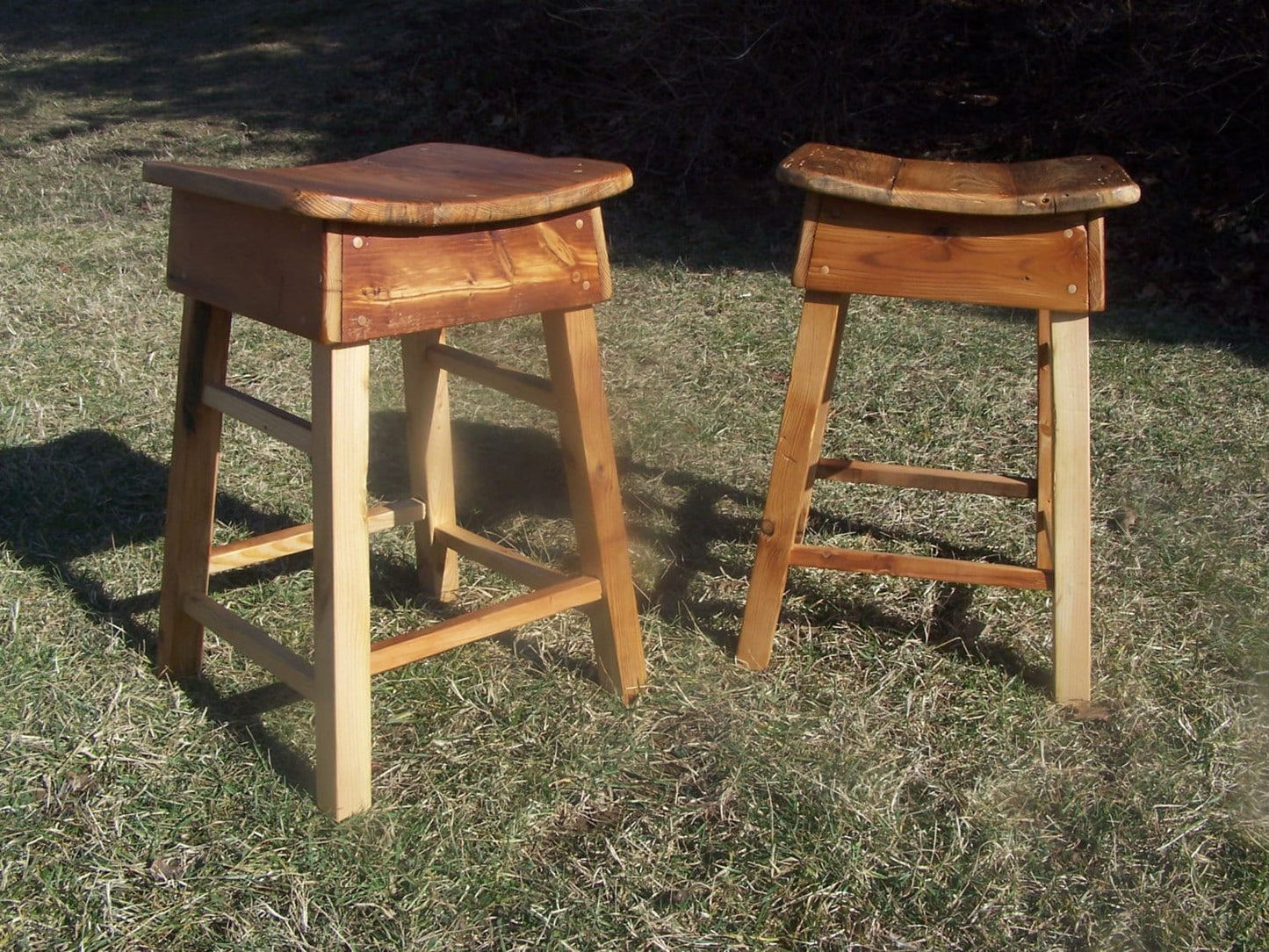 Reclaimed Heart Pine Saddle Stool