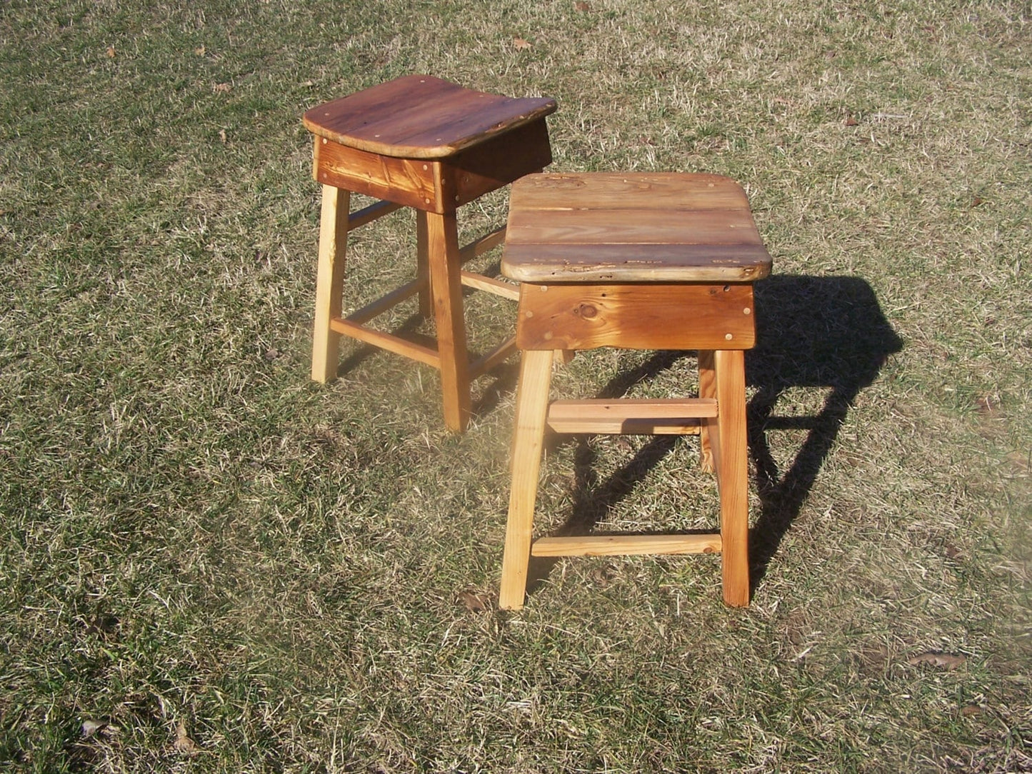 Reclaimed Heart Pine Saddle Stool