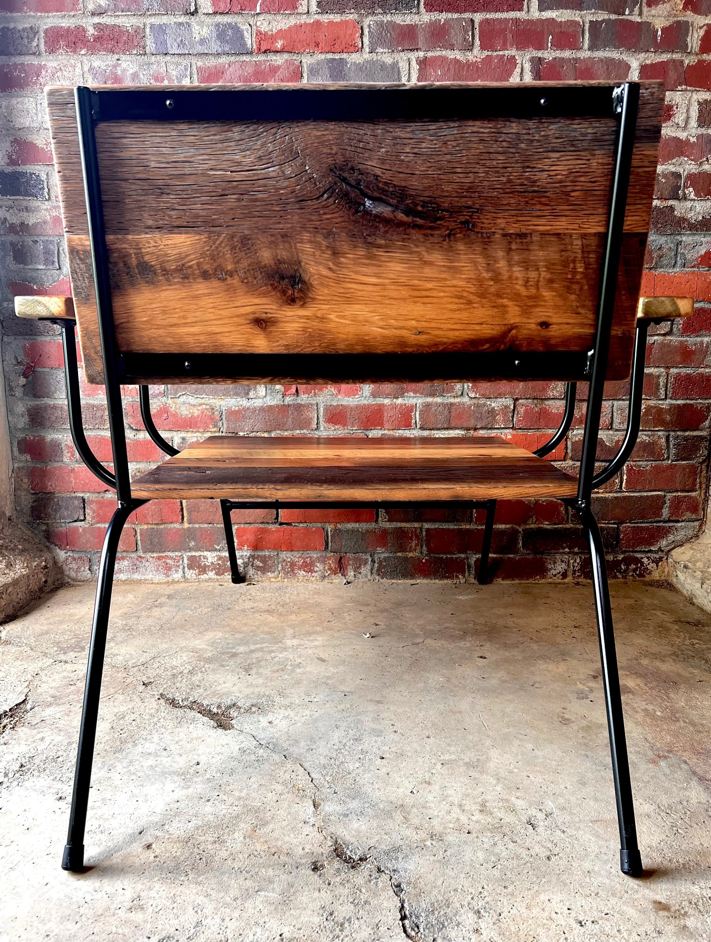 Mid-century Modern Reclaimed Wood & Industrial Metal Lounge Chair