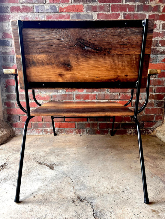 Mid-century Modern Reclaimed Wood & Industrial Metal Lounge Chair