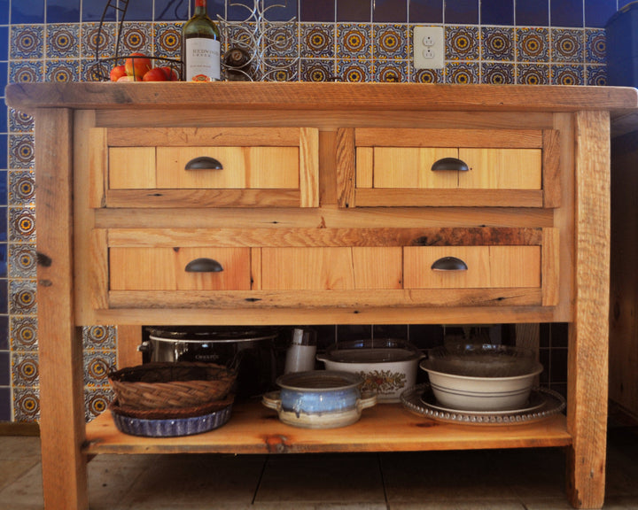 Reclaimed Wood Custom Cabinetry for Kitchen and Bath