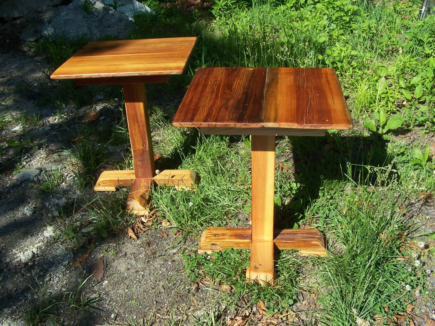 Reclaimed Heart Pine Square Dining Table with Pedestal Base