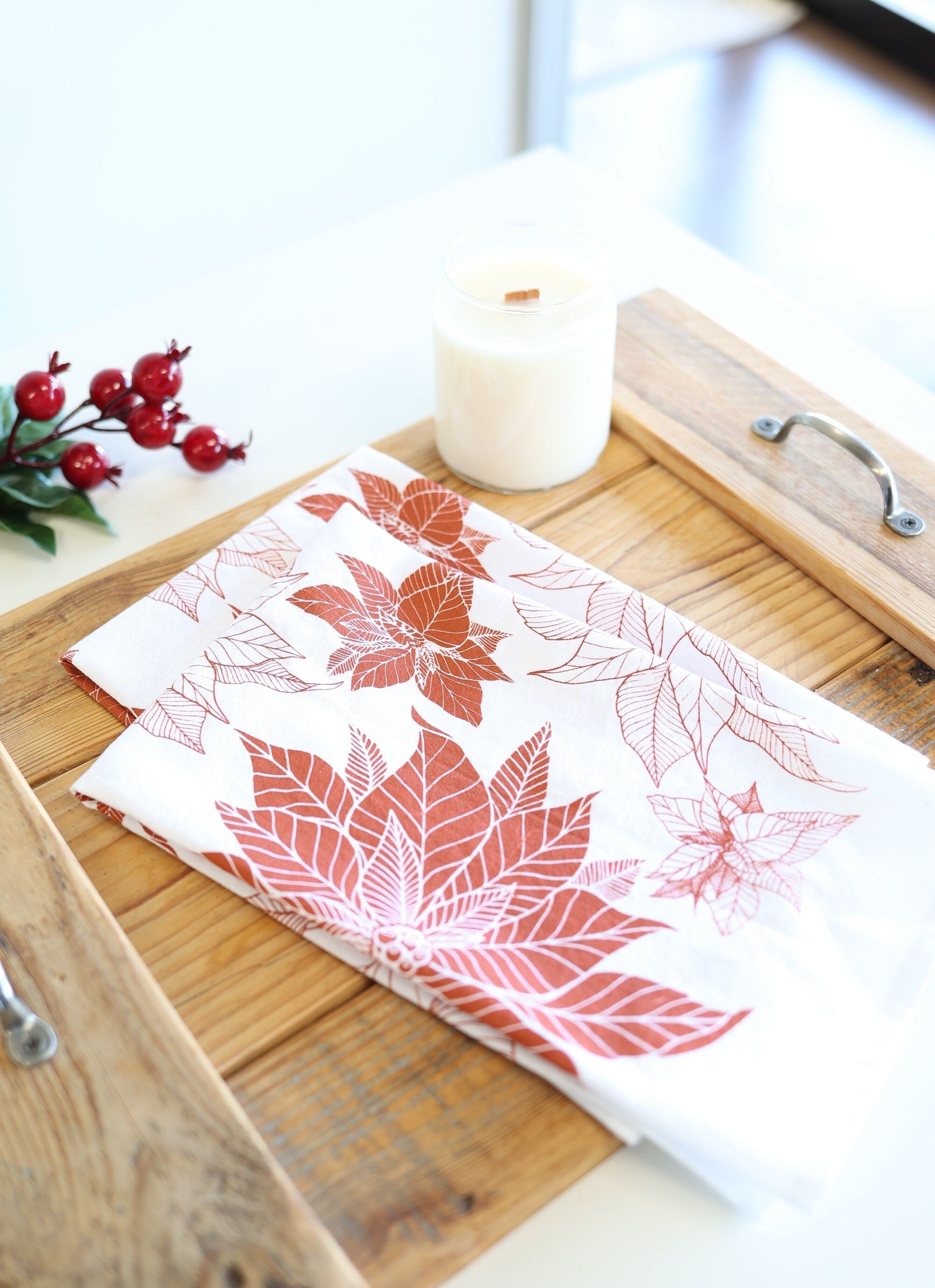 Poinsettia Tea Towel