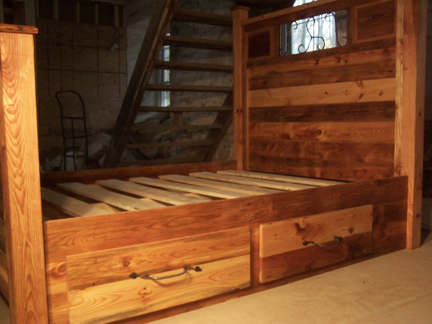 Reclaimed Barnwood Platform Bed with Storage