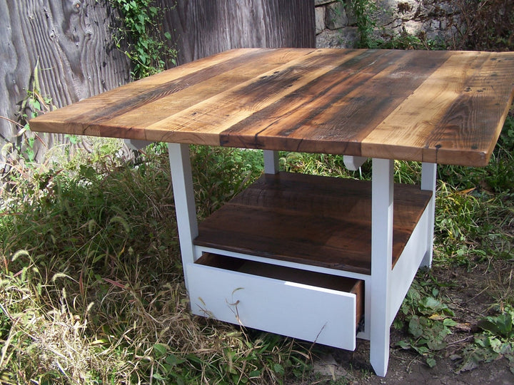 Reclaimed Tulip Wood Butcher Block Kitchen Island with Storage