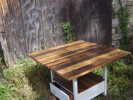 Reclaimed Tulip Wood Butcher Block Kitchen Island with Storage