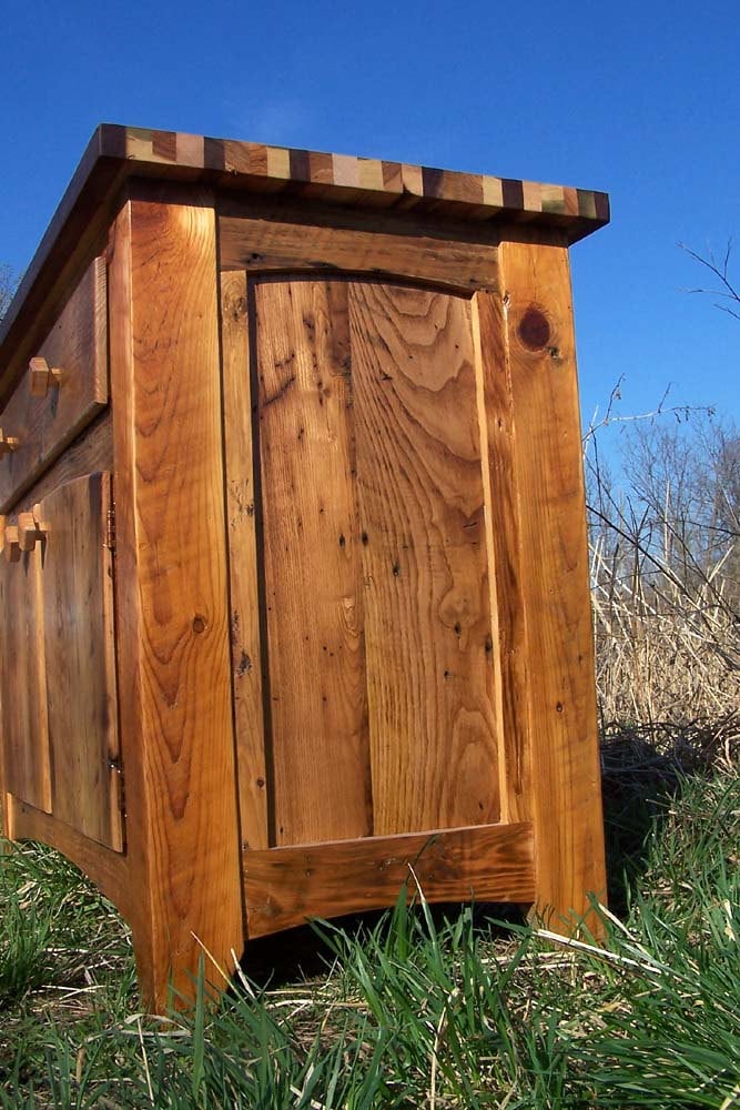 Butcher Block Kitchen Island with Cabinet Base