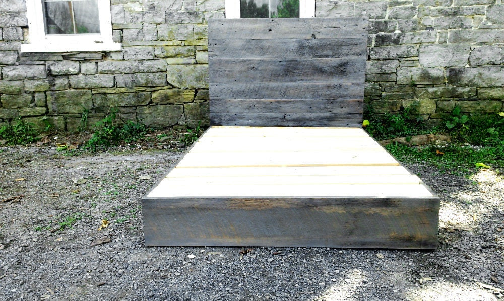 Reclaimed Gray Barn Wood Platform Bed