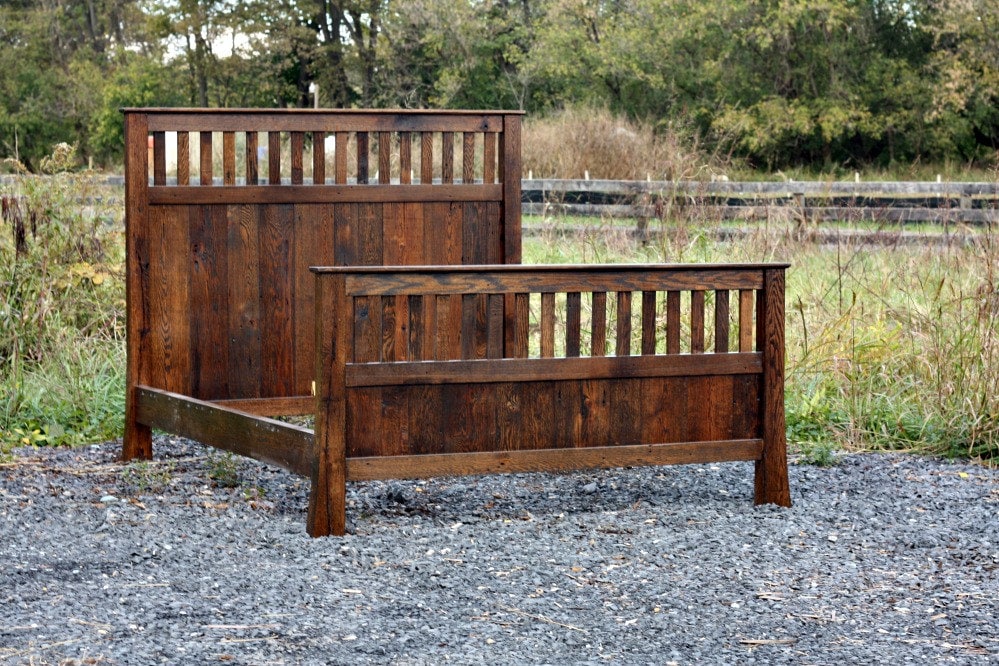 Mission-style Reclaimed Oak Panel Bed