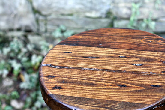 Vintage-style Wood & Metal Swivel Stool w/ Footrest