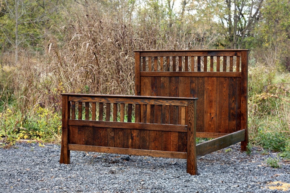 Mission-style Reclaimed Oak Panel Bed