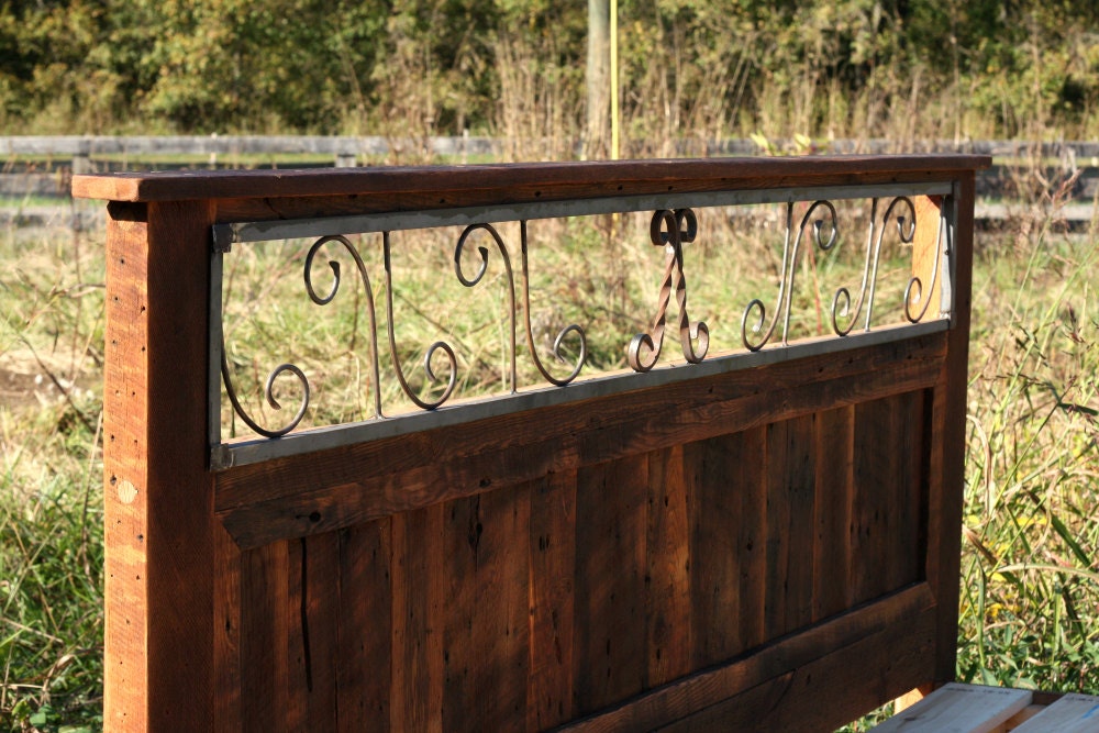 Reclaimed Wood & Iron Platform Bed with Storage