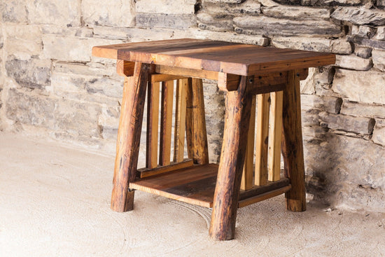 Pine Log End Table