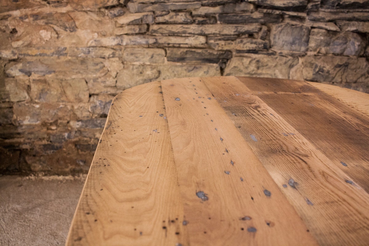 Mid-century Modern Reclaimed Wood Oval Dining Table