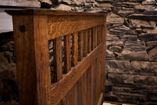 Mission-style Reclaimed Oak Platform Bed with Storage