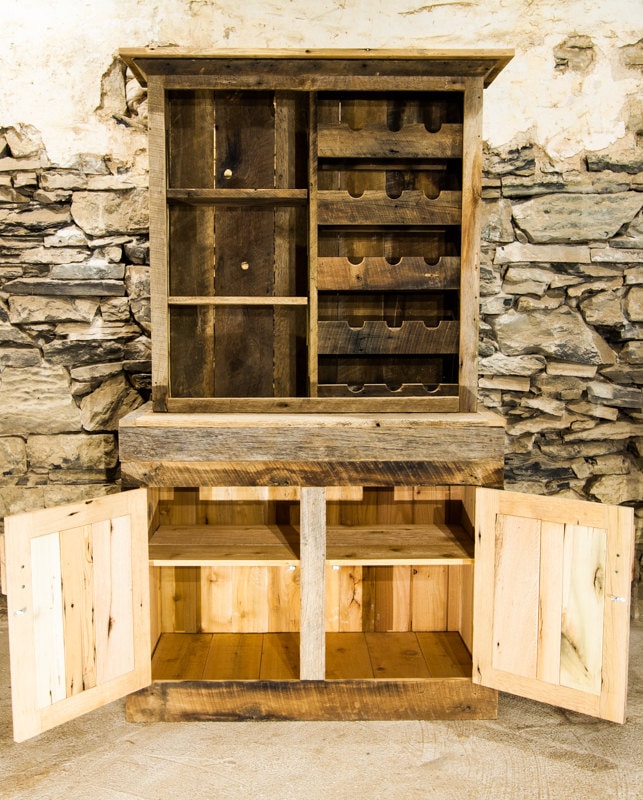 Reclaimed Wood Rustic Wine Cabinet