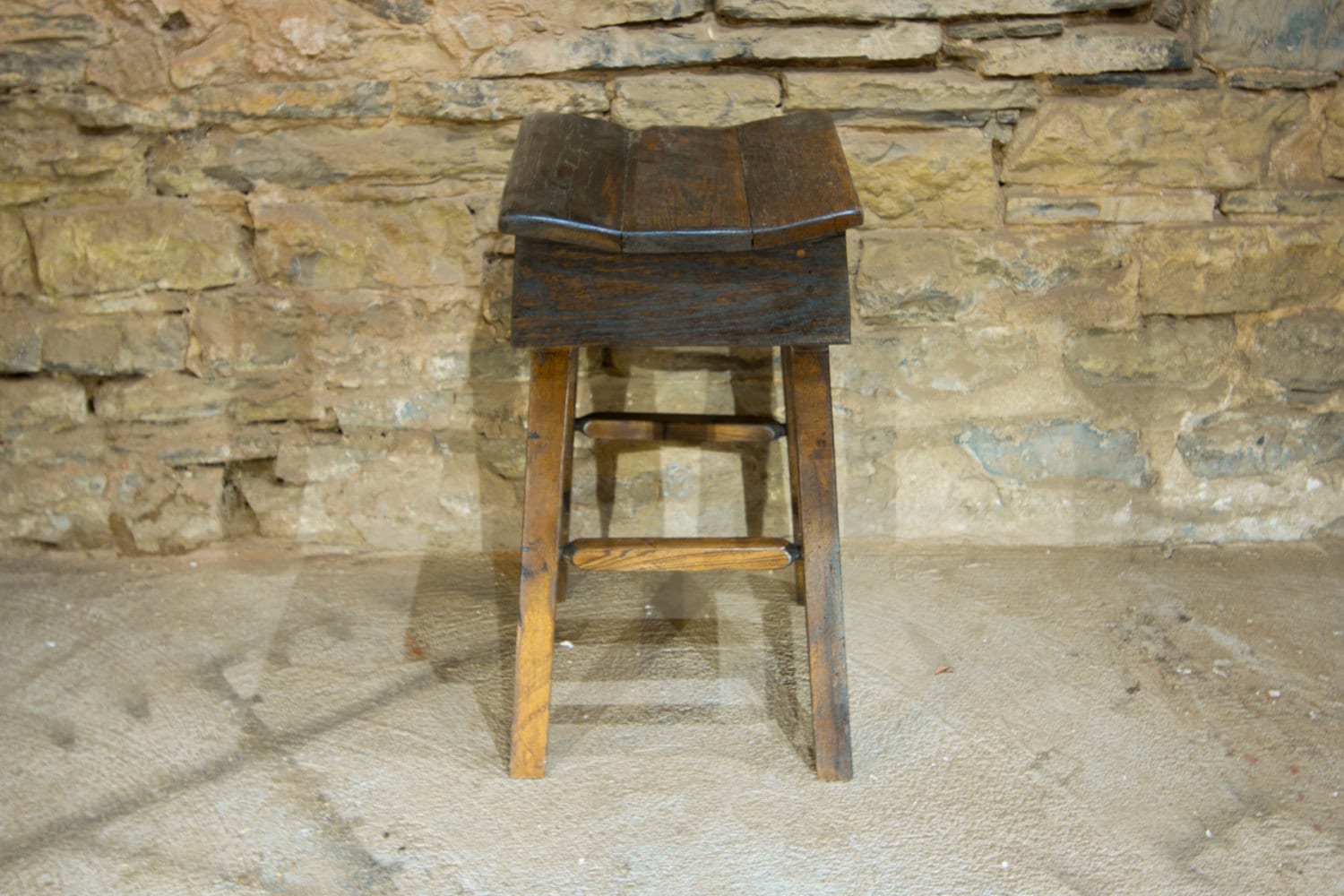 Rustic Reclaimed Barnwood Saddle Stool