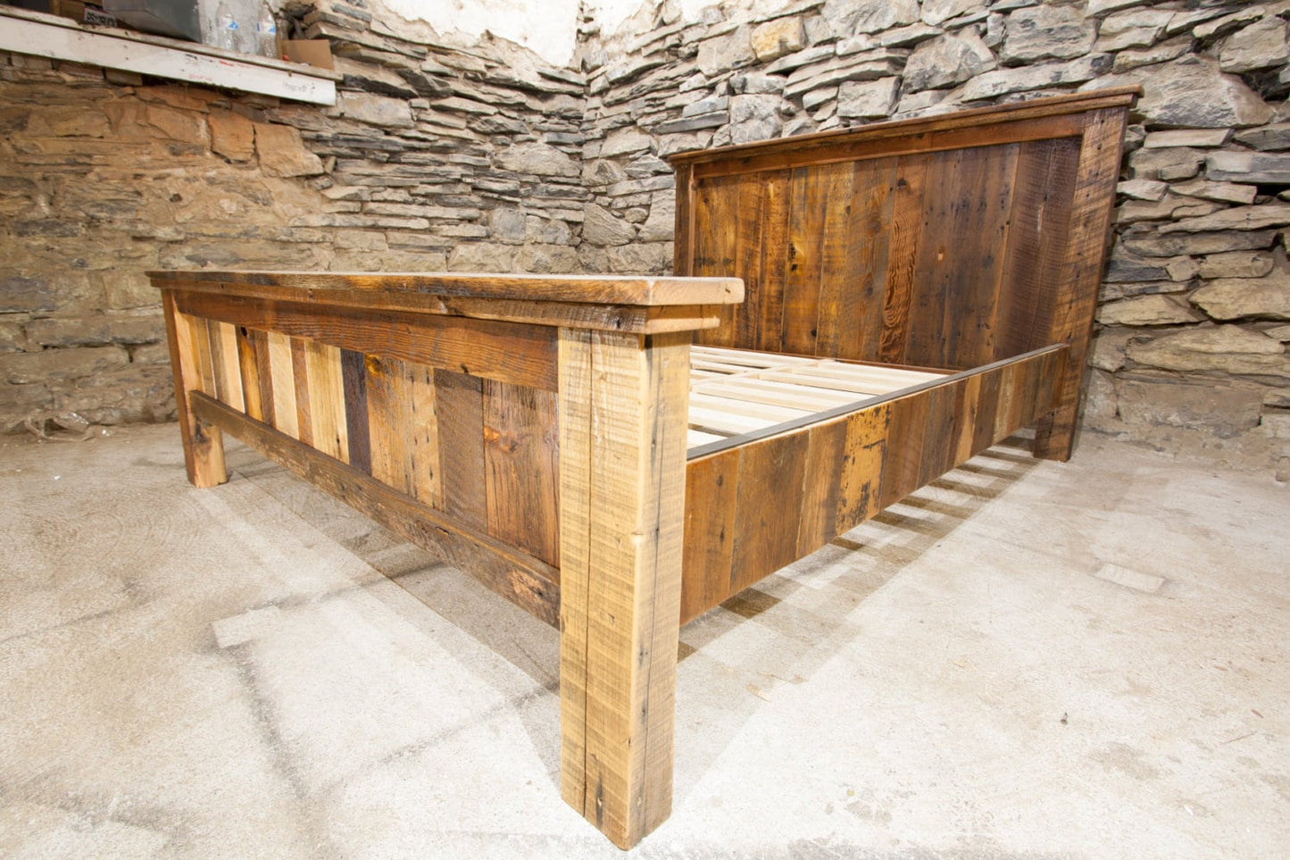 Reclaimed Barnwood Panel Bed