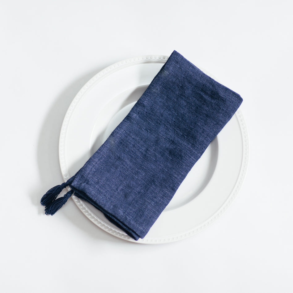 Stone Washed Linen Tasseled Napkins