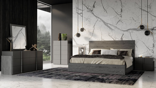 Nova Domus Lucia - Full Size Italian Modern Matte Grey / Elm Grey Bed