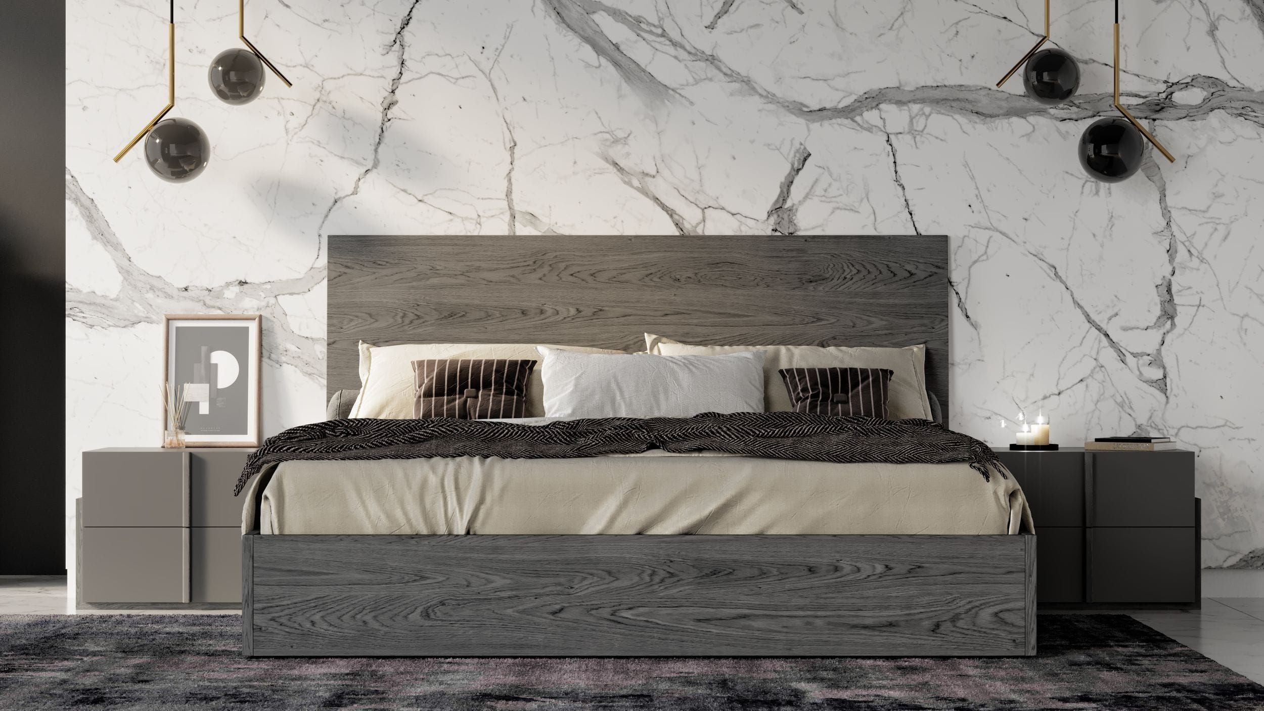 Queen Nova Domus Lucia - Italian Modern Matte Grey / Elm Grey Bedroom Set