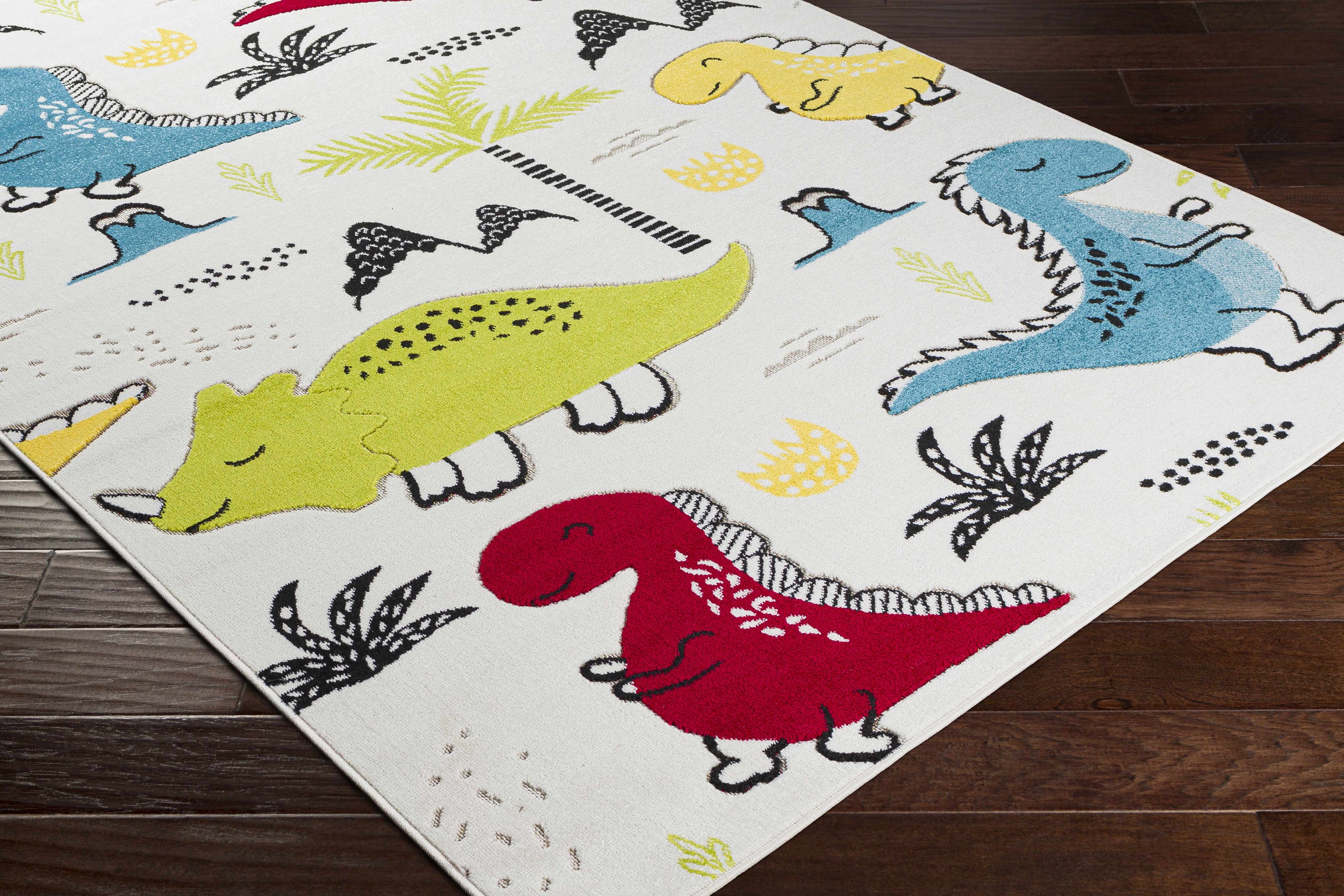 Kids Playroom Area Rug, Colorful Dinosaur & Jungle