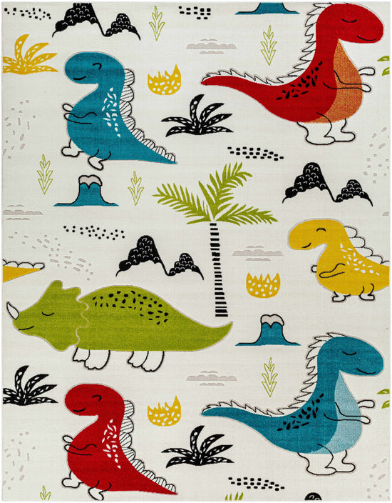 Kids Playroom Area Rug, Colorful Dinosaur & Jungle