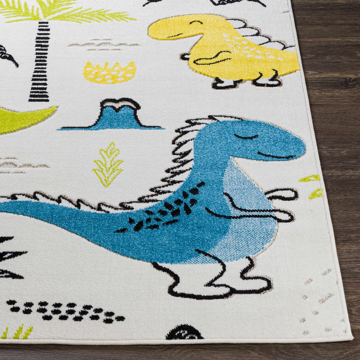 Kids Playroom Area Rug, Colorful Dinosaur & Jungle