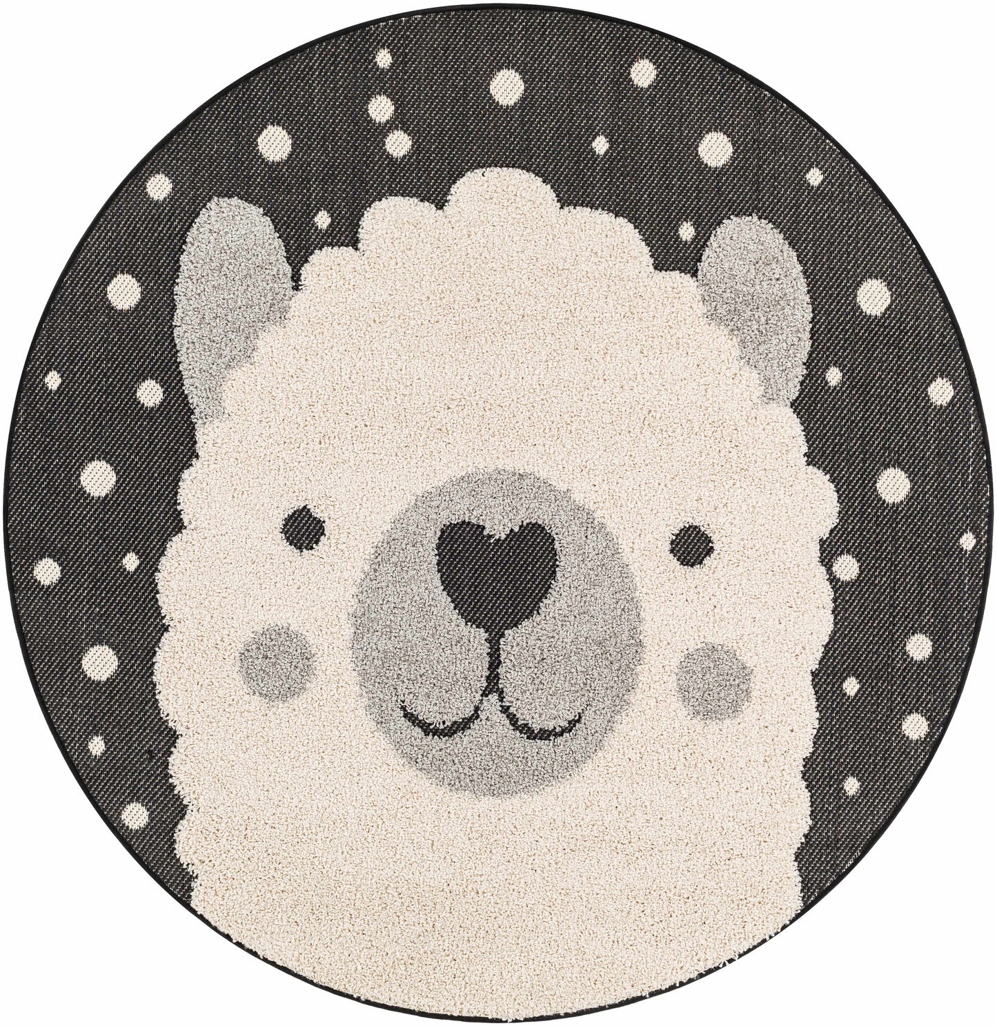 Kids Nursery Round Rug, Llama Animal Print