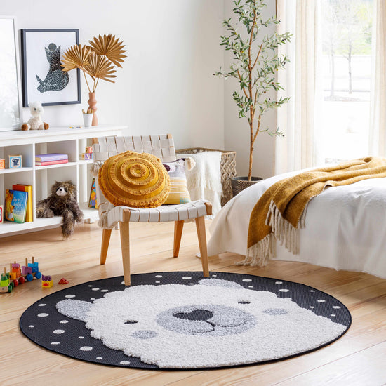 Kids Nursery Round Rug, Llama Animal Print