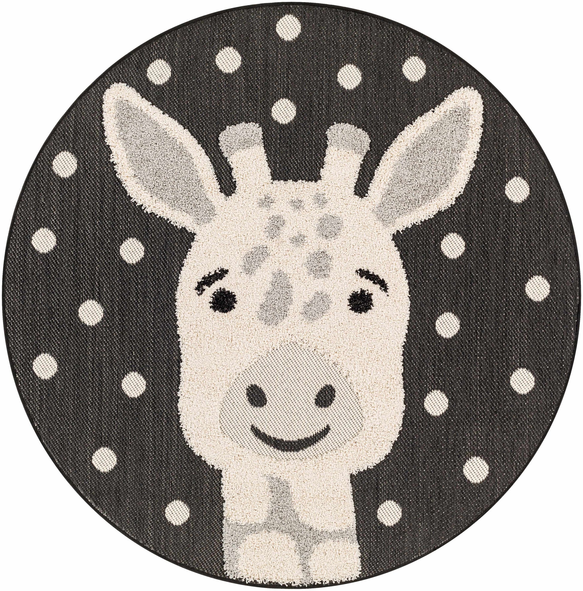 Kids Nursery Round Rug, Giraffe Animal Print