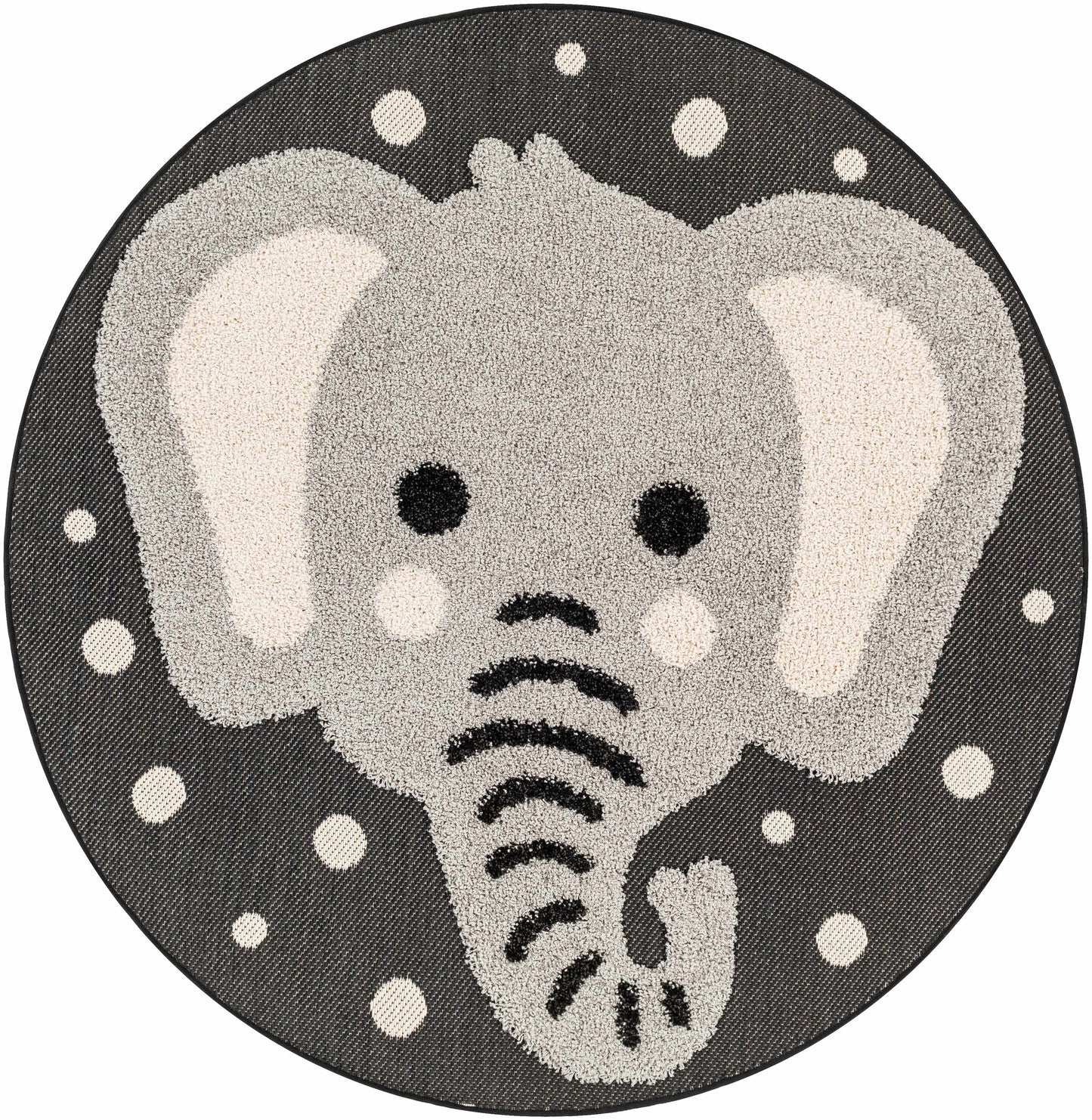 Kids Nursery Round Rug, Elephant Animal Print