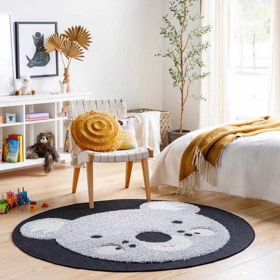 Kids Nursery Round Rug, Koala Animal Print