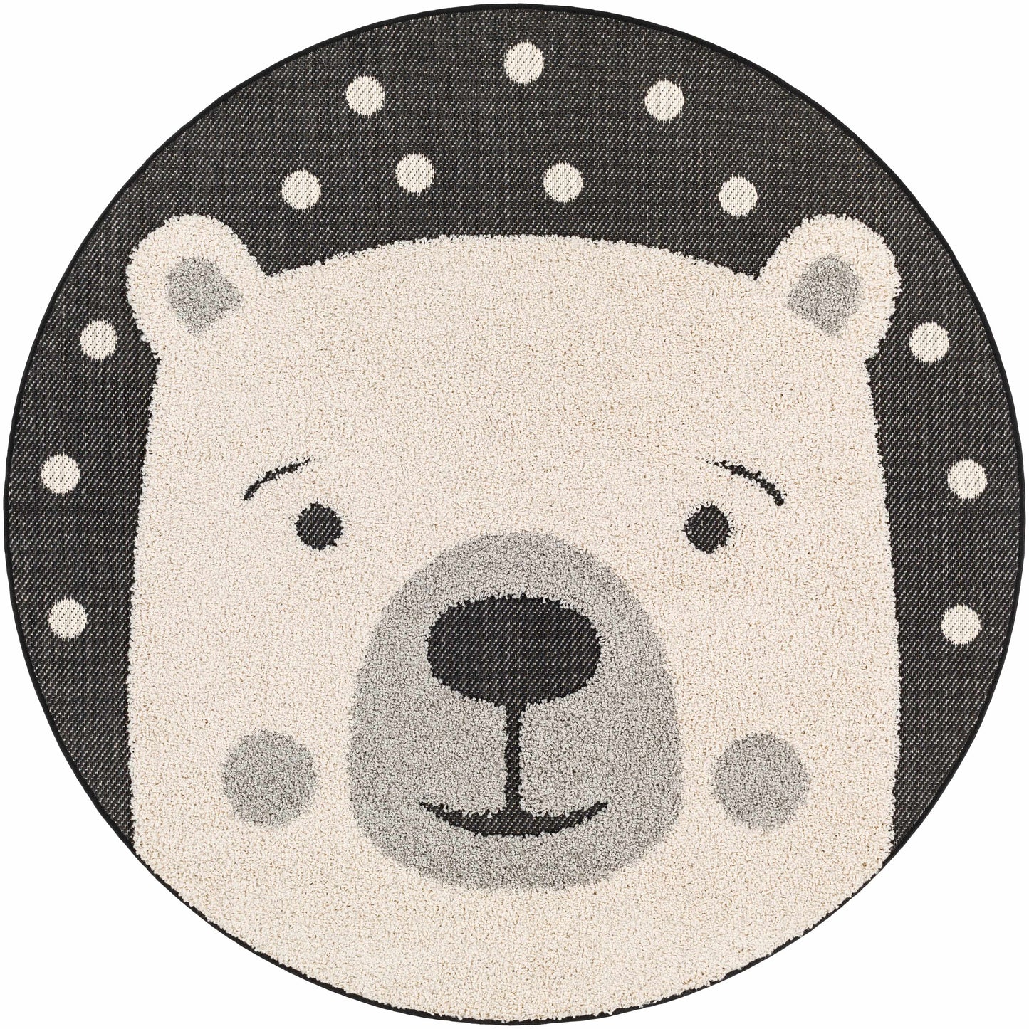 Kids Nursery Round Rug, Bear Animal Print