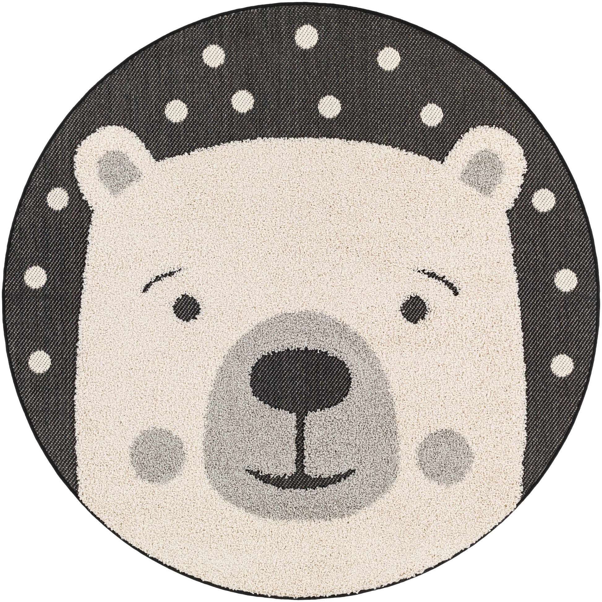 Kids Nursery Round Rug, Bear Animal Print