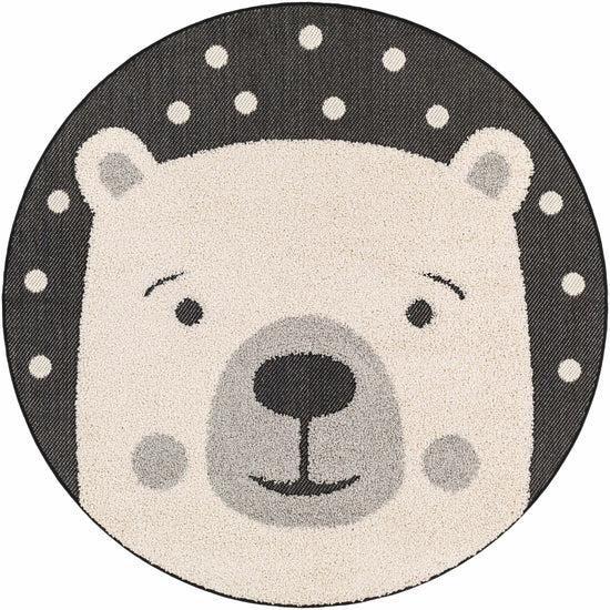 Kids Nursery Round Rug, Bear Animal Print