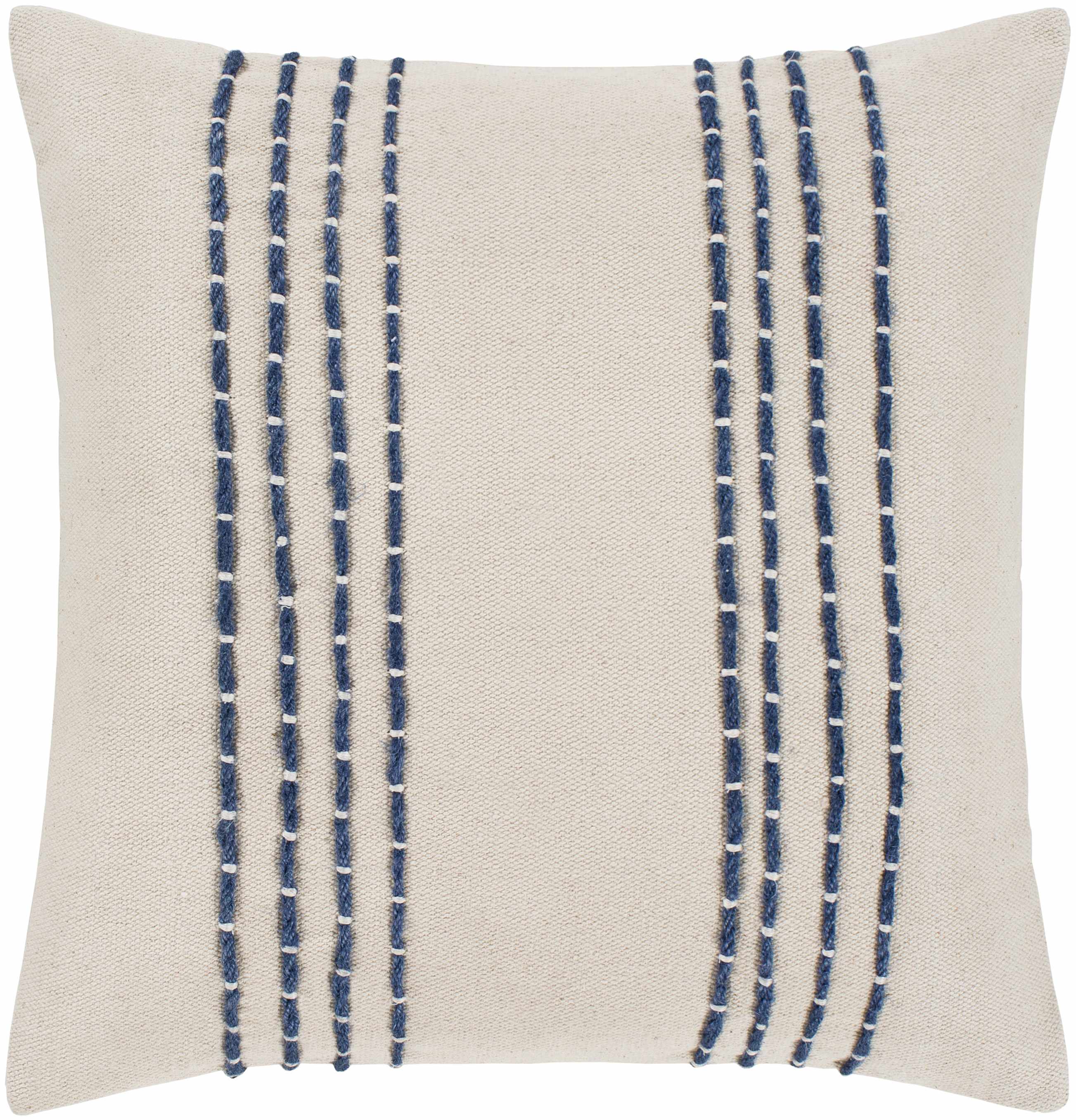 Listie Striped Accent Pillow, Beige & Navy