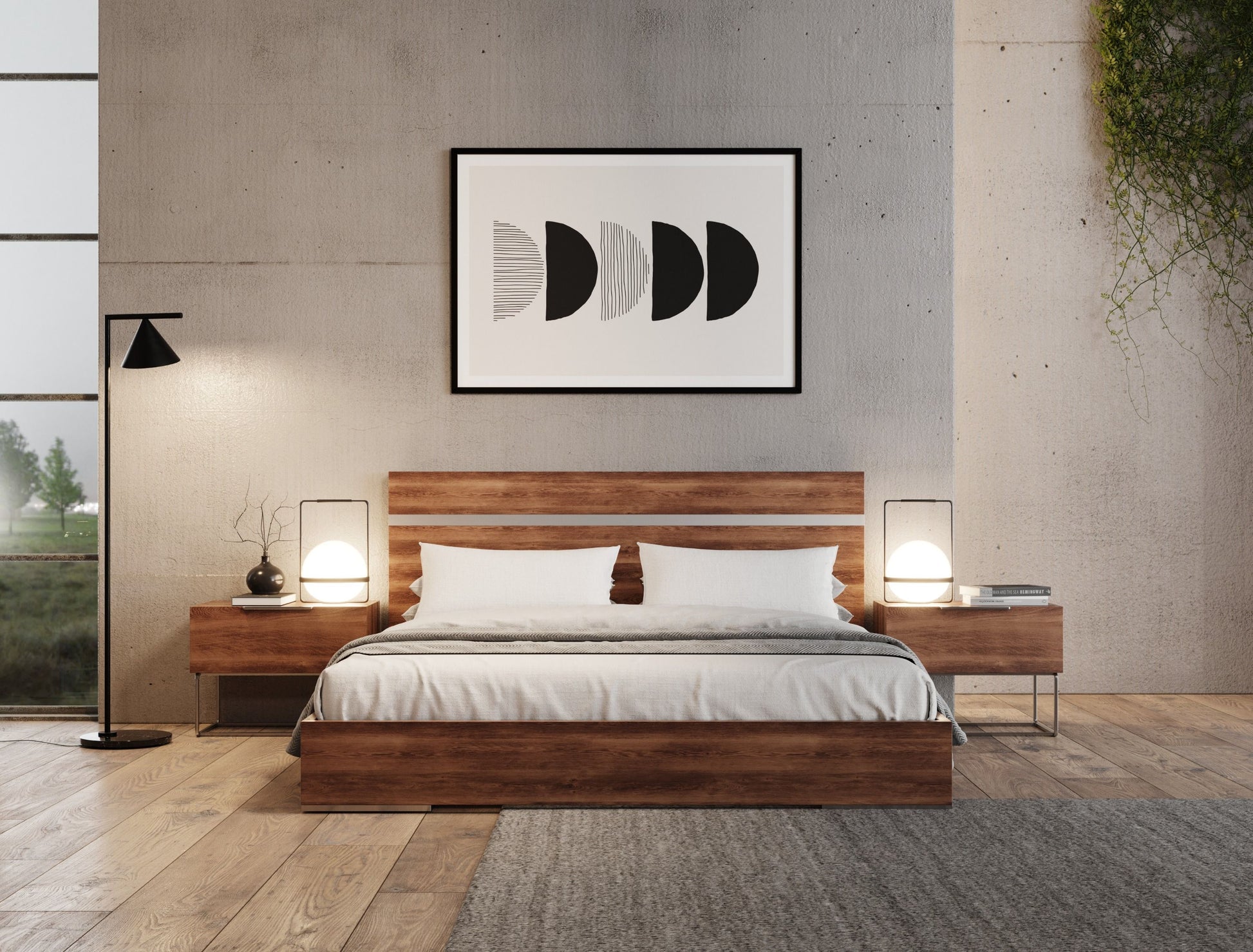 Queen Nova Domus Lorenzo Italian Modern Light Oak Bed