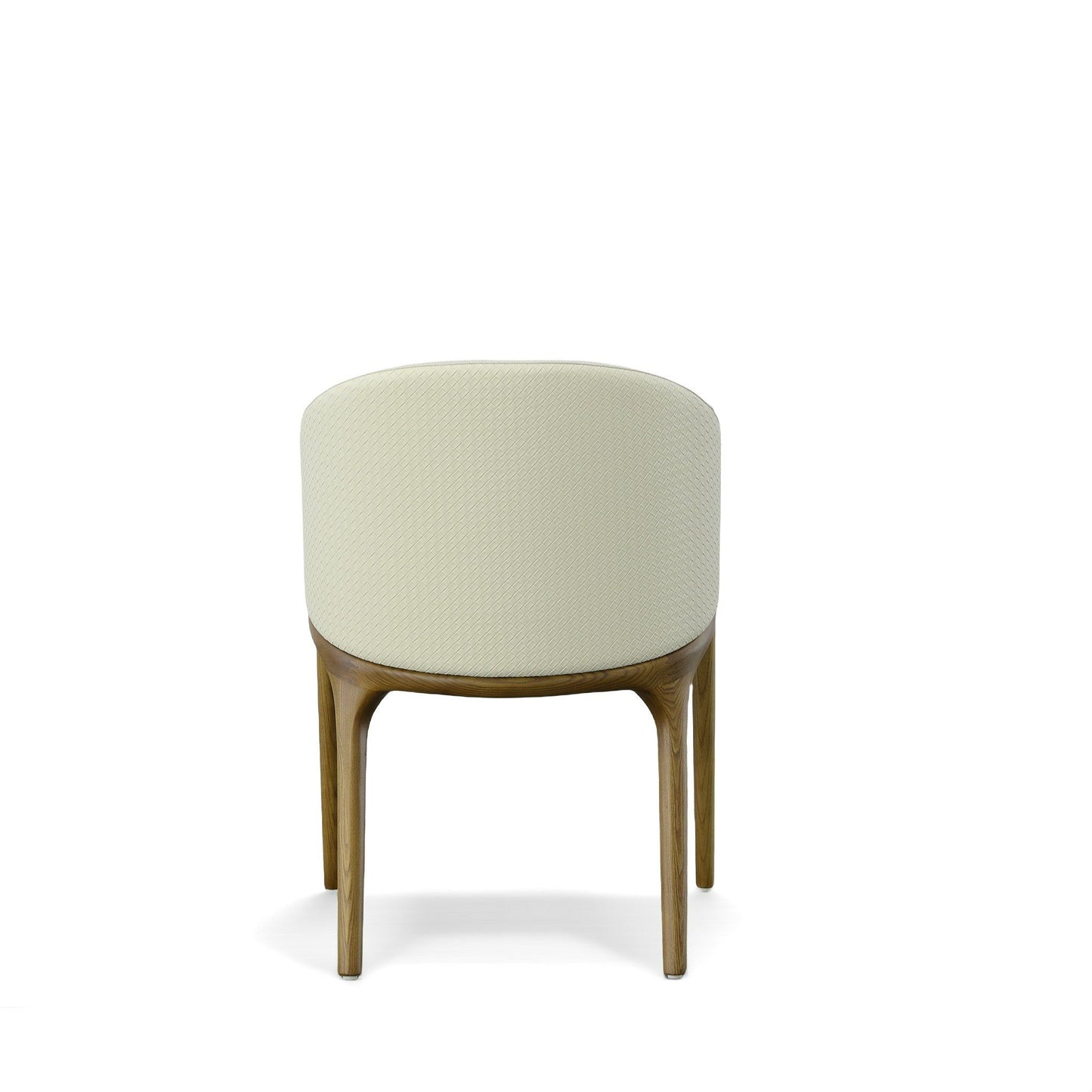 Modrest Lunde Cream Fabric and Walnut Arm Dining Chair