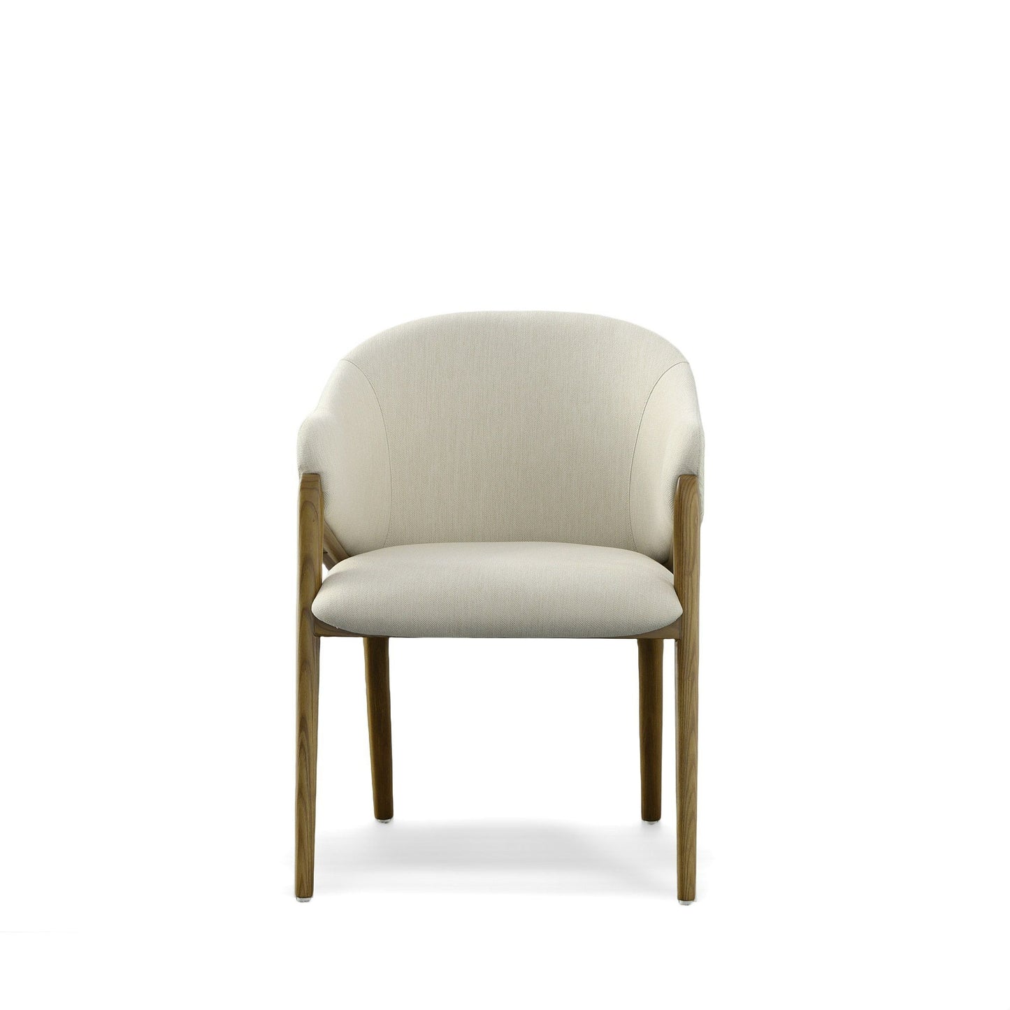 Modrest Lunde Cream Fabric and Walnut Arm Dining Chair