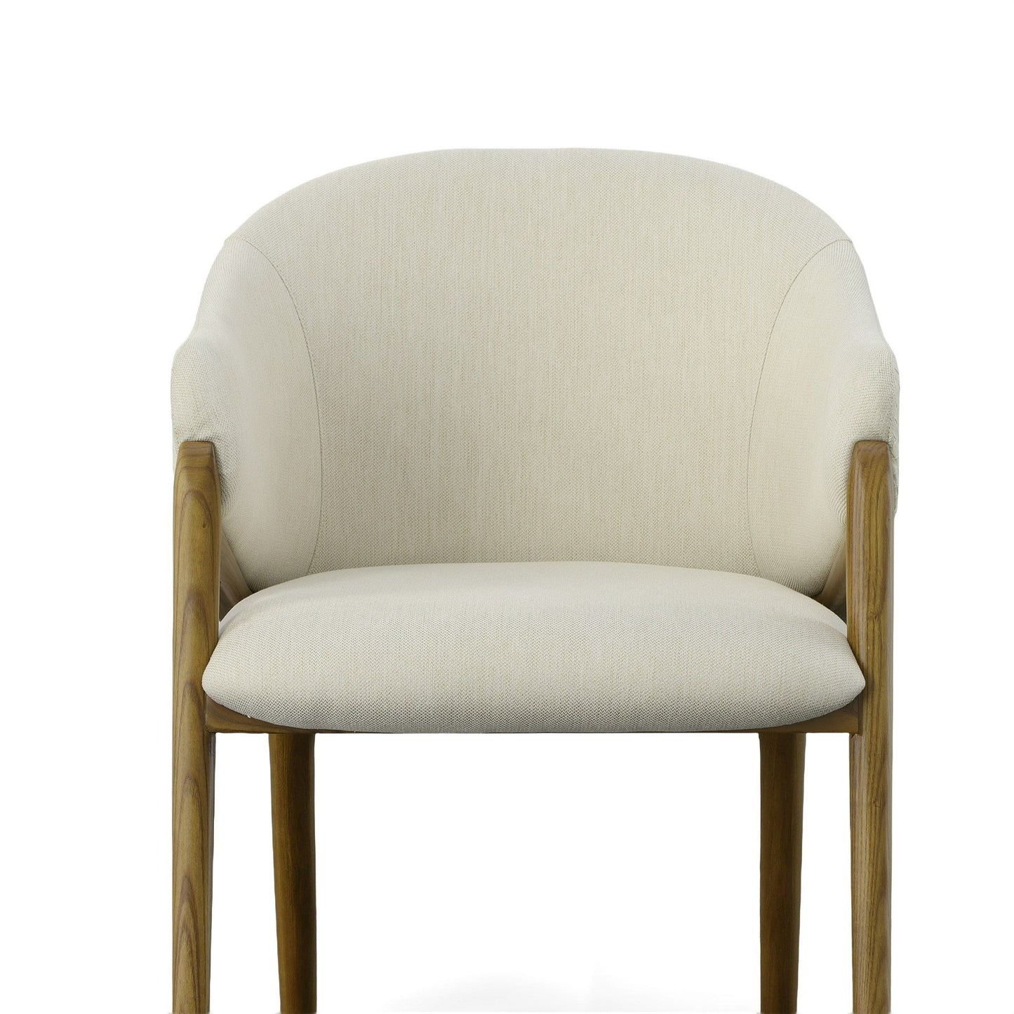 Modrest Lunde Cream Fabric and Walnut Arm Dining Chair