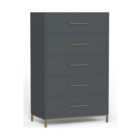 Madelyn Five Drawer Chest, Slate Gray