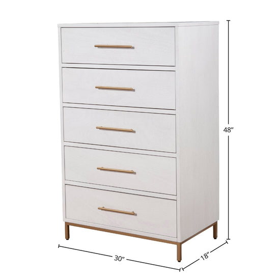 Madelyn Five Drawer Chest, White