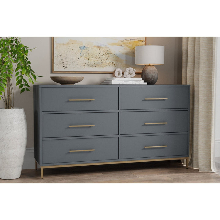 Madelyn Six Drawer Dresser, Slate Gray