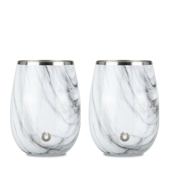 Stainless Steel Grand Pinot Wine Glass, Set of 2 - Marble