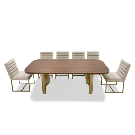 Modrest Marjorie - Modern Walnut + Brushed Gold Rectangular Dining Table