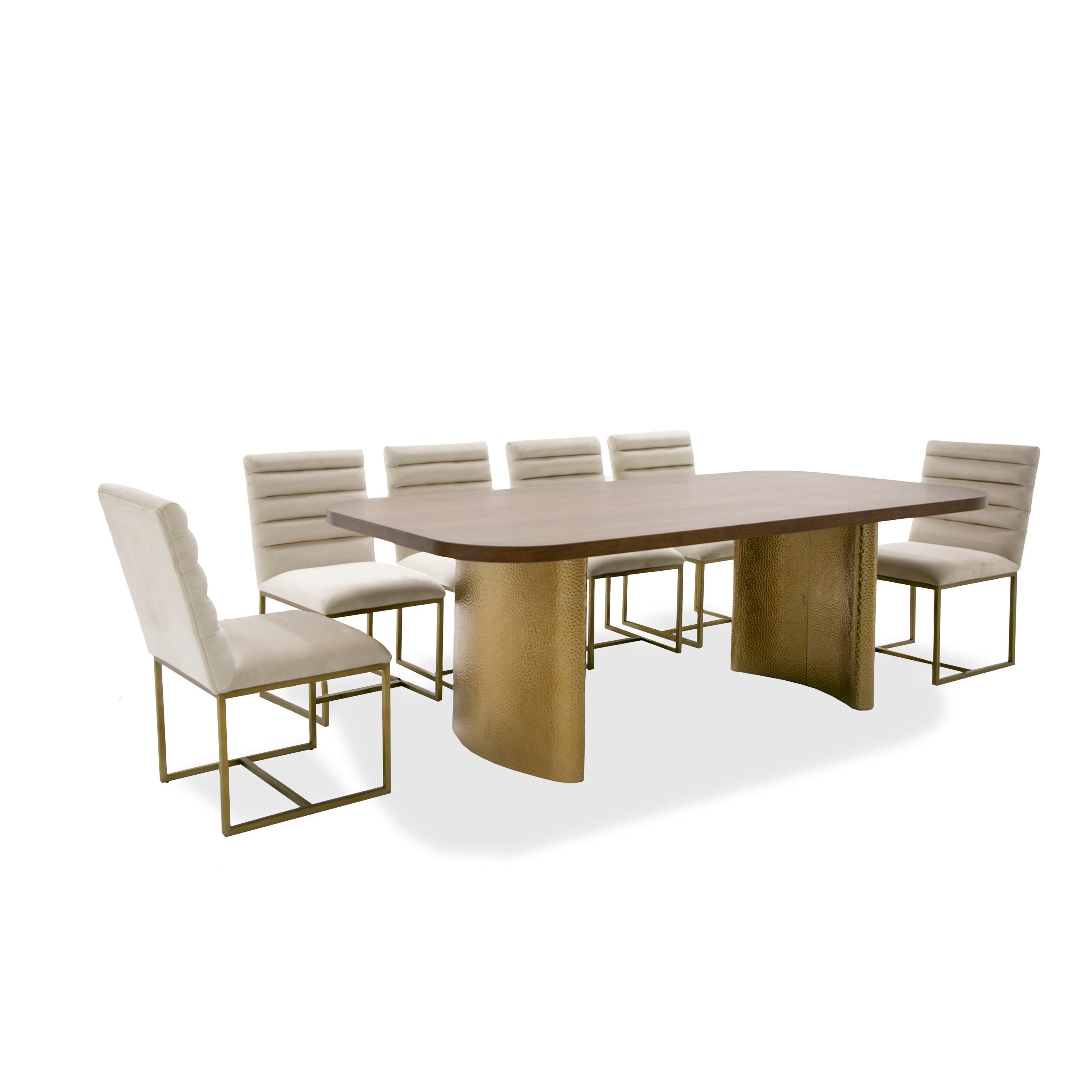 Modrest Marjorie - Modern Walnut + Brushed Gold Rectangular Dining Table